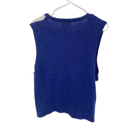 Bryn Connelly Hand Embroidered Cotton Blend Blue Holidays Vest Size L - Picture 3 of 5